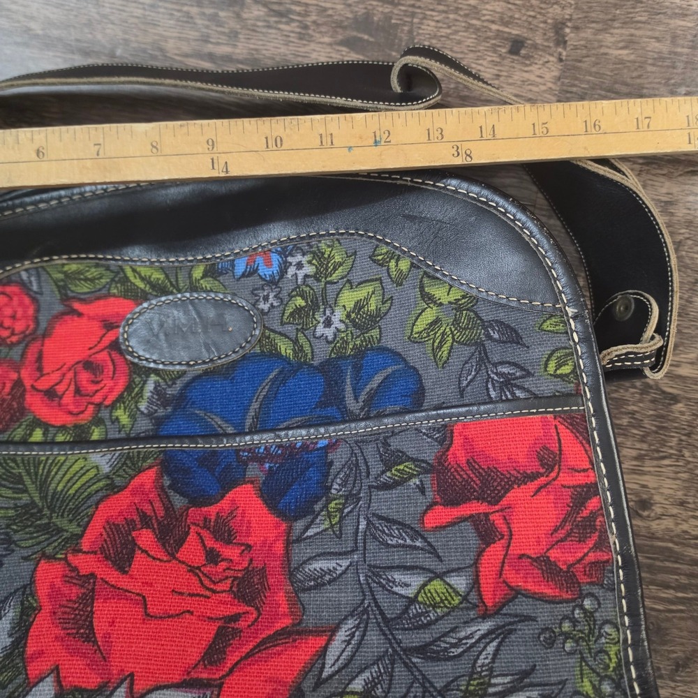 FRENCH LUGGAGE CO Shoulder Bag Womens Medium Black Floral Tapestry Vintage Rose - Picture 6 of 10